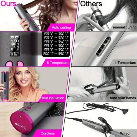 Cordless Auto Rotating Ceramic Hair Curler with Accessories - Picture 13 of 13